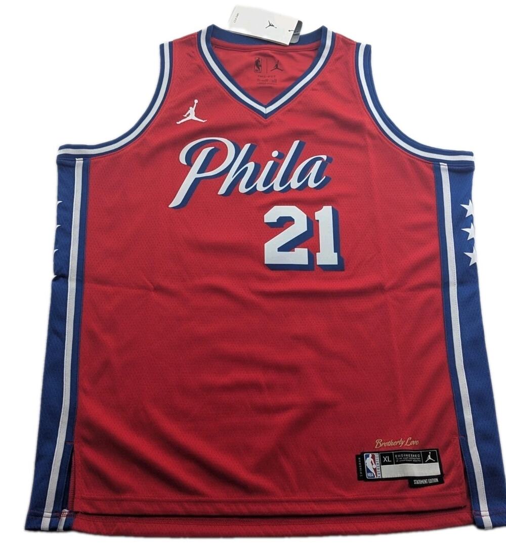 Jordan Men's XL Philadelphia 76ers Joel Embiid Jersey Statement Edition, Red NWT